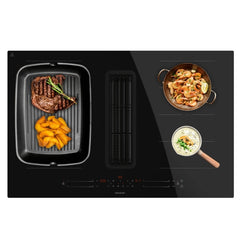 Cecotec Bolero Squad IH 4800 TotalFlex80 Cocina de Induccion Encastrable con Extractor Integrado Integrada - 7400W - Succion 630m3/h - Funcion Booster - 15 Niveles - Temporizador - Color Negro