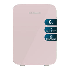 Cecotec Bolero MiniCooling 6L Bahamas Pink Mini Frigorifico Portatil - Capacidad 6L - 12V/220V - Temperatura Regulable - Enfria hasta 5ÂºC - Funcion Calentamiento hasta 65ÂºC - Color Rosa Pastel