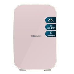 Cecotec Bolero MiniCooling 25L Bahamas Pink Mini Frigorifico Portatil - Capacidad 25L - 12V/220V - Temperatura Regulable - Enfria hasta 7ÂºC - Funcion Calentamiento hasta 65ÂºC - Color Rosa Pastel