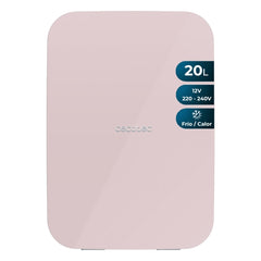 Cecotec Bolero MiniCooling 20L Bahamas Pink Mini Frigorifico Portatil - Capacidad 20L - 12V/220V - Temperatura Regulable - Enfria hasta 7ÂºC - Funcion Calentamiento hasta 65ÂºC - Color Rosa Pastel