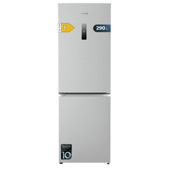Cecotec Bolero CoolMarket Combi 290 Inox Frigorifico Combi - Capacidad 290L - Luz LED - Total Nofrost - Modo Vacaciones - Cajon para Carne y Pesado - Clase E - 185x59.5cm - Color Acero