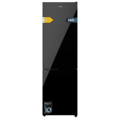 Cecotec Bolero CoolMarket Combi 250 Black Glass E Frigorifico Combi - Capacidad 250L - Puerta de Cristal - Frio Envolvente - Cajon Humedad Regulable - Clase E - 54x57.6x180cm - Color Negro