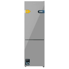 Cecotec Bolero CoolMarket Combi 250 Grey Glass E Frigorifico Combi - Capacidad 250L - Temperatura Regulable - Frio Envolvente - Cajon Humedad Regulable - Clase E - 54x57.6x180cm - Color Gris