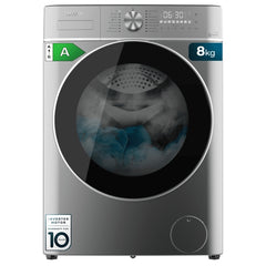 Cecotec Bolero DressCode 8800 Inverter Steel A Lavadora de Carga Frontal - Capacidad 8kg - Velocidad 1400rpm - Seguro Infantil - Motor Inverter - 16 Programas - Color Negro y Gris