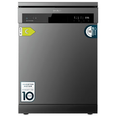 Cecotec Bolero Aguazero 6500 Dark C Lavavajillas de 60cm - 15 Cubiertos - Bandeja para Cubiertos - 6 Programas - Motor Inverter - Inicio Programable - Funcion Media Carga - Color Gris Oscuro