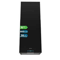 Cecotec Bolero Flux ICT 388000 Black A++ Campana Extractora de Techo de 38cm - 210W - Succion 800m3/h - Luz LED - Incluye Accesorios - Kit de Montaje - Filtros de Carbono Incluidos - Color Negro