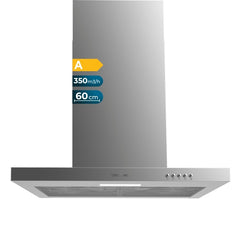 Cecotec Bolero Flux TM 603500 Inox A Campana Extractora de 60cm - 70W - Succion 350m3/h - Luz LED - Incluye Accesorios - Acero Inoxidable - Kit de Montaje - Filtros de Carbono Incluidos - Color Acero
