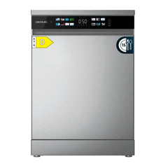 Cecotec Bolero Aguazero 6210 Inox D Lavavajillas de 60cm - 15 Cubiertos - Temperatura Regulable - Seguro Infantil - Pantalla XXL - 8 Programas - Inicio Programable - Funcion Media Carga - Color Acero