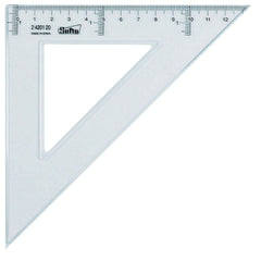 Safta Cristal Escuadra de 20cm - Plastico Transparente - Graduacion Impresa - Biselada - Color Transparente