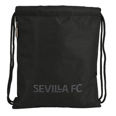 Safta Sevilla FC Teen Saco Plano - Bolsillo con Cremallera - Cierre con Cordones - 5L - Ligero y Compacto - 350x10x400mm - Color Negro