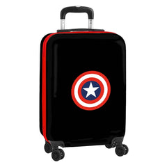 Safta Capitan America Teen Maleta Trolley de Cabina 20â€ - Cierre con Candado - Organizador - Asa Flexible de PVC - 45x200x550mm - Color Negro