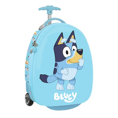 Safta Bluey Maleta Trolley Infantil 16â€ - Interior Forrado - Bolsillo de Red - Ruedas Dobles - Cintas con PVC - Material Resistente - 27.7L - Ligera y Facil de Transportar - 280x230x430mm - Color Azul
