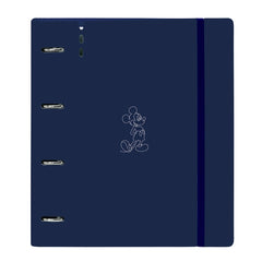 Safta Mickey Mouse Good Day Carpeta con 4 Anillas 35mm - Tapas de PP Foam - Recambio 100 Hojas - Cierre Elastico - Ranura para Boligrafo - Incluye Separadores - 270x40x320mm - Color Azul Marino