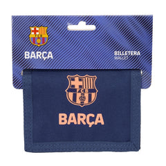 Safta F.C.Barcelona 2Âª Equipacion Billetera - Cabecera para Colgar - Cierre con Velcro - Multiples Compartimentos - Bolsillo para Monedas - 125x10x95mm - Color Azul Marino