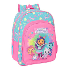 Safta Gabby's Dollhouse Confetti Mochila Infantil - Adaptable a Carro - Portabotellas - Hombreras Ergonomicas - Bolsillo Frontal - 10L - 260x110x340mm - Color Rosa