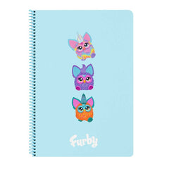 Safta Furby Cuaderno Espiral - Formato Folio - 80 Hojas Cuadriculas de 80g/m2 - Tapas Duras Glasofonadas - Espiral de 62 Agujeros - 215x10x310mm - Color Azul Claro