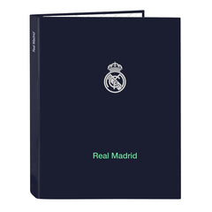 Safta Real Madrid 2Âª Equipacion 25/26 Carpeta con 4 Anillas 25mm - Tapas Duras Forradas - Formato Folio - Elegante - Resistente y Duradera - 265x40x330mm - Color Azul Marino