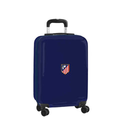 Safta Atletico de Madrid Maleta Trolley de Cabina 20â€ - Cierre con Candado - Panel con Cremallera - Cintas con PVC - Asa Flexible - Ruedas Giratorias - 345x200x550mm - Color Azul Marino