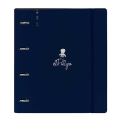Safta el Pulpo Carpeta con 4 Anillas 35mm - Tapas de PP Foam - Recambio 100 Hojas - Cierre Elastico - Ranura para Boligrafo - Separadores Internos - 270x40x320mm - Color Azul Marino