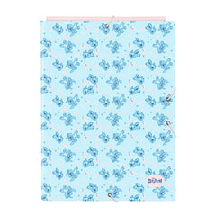 Safta Stitch Ohana Carpeta con 3 Solapas - Tapas Duras Forradas - Formato Folio - Cierre con Gomas - 260x25x335mm - Color Azul Claro