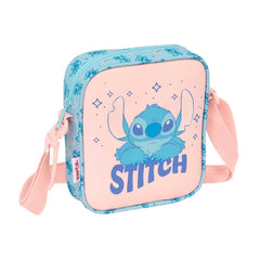 Safta Stitch Ohana Bolsito con Bandolera - 1L - Ideal para Uso Diario - 160x40x180mm - Color Azul Claro