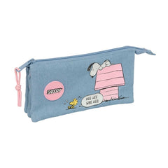 Safta Snoopy Portatodo - Cremallera - 0.6L - Bolsillo Interior - Bolsillo Interior - 220x30x120mm - Color Azul