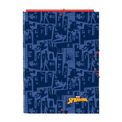 Safta Spider-Man Carpeta con 3 Solapas - Tapas Duras Forradas - Formato Folio - Cierre con Gomas - 260x25x335mm - Color Azul Marino