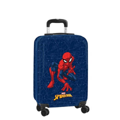 Safta Spider-Man Maleta Trolley de Cabina 20â€ - Cierre con Candado - Interior Forrado y Bolsillos - Ruedas Giratorias - Material Resistente ABS y PC - 40.10L - 345x200x550mm - Color Azul Marino