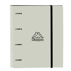 Safta Kappa Grey Carpeta con 4 Anillas 35mm - Tapas Duras Forradas - Recambio 100 Hojas 80g/m2 - Cierre Elastico - Incluye Separadores - 270x35x320mm - Color Negro y Gris