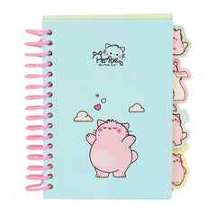 Safta Pembe The Pink Cat Bloc de Notas A6 - Tapas Duras - 80 Hojas - Gramaje 80g/m2 - Incluye 4 Separadores - 105x148mm - Color Azul Claro