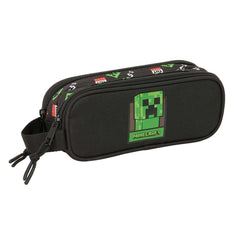 Safta Minecraft Portatodo - 2 Compartimentos con Cremalleras - Asa Lateral - 1L - 210x60x80mm - Color Negro
