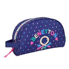 Safta Benetton Drop Neceser de 5L - Cremallera - Asa Lateral - Adapatable a Carro - Bolsillo Interior - 280x100x180mm - Color Azul Oscuro
