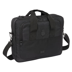 Safta Real Madrid Premium Maletin para Portatil hasta 15.6" - Bolsillo para Tablet - Organizadores - Bandolera Ajustable - Mosquetones - Sistema para Candado - 11L - 400x90x330mm - Color Negro