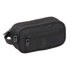 Safta Real Madrid Premium Neceser Compacto de 2L - 2 Compartimentos con Cremallera - Asa Lateral - Bolsillo Frontal - 210x100x80mm - Color Negro