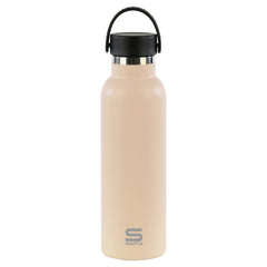 Safta Botella Termo de 600ml - Acero Inoxidable - Base de Silicona Antideslizante - Asa Superior - Color Beige