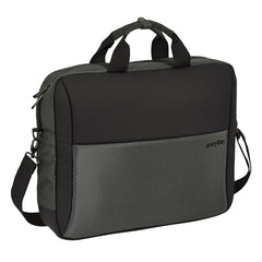 Safta Business Maletin para Portatil hasta 15.6" - Conector USB - Bolsillo Trasero Oculto - Bandolera Ajustable - Asas Forradas - Cinta para Maletas - 410x90x330mm - Color Gris Oscuro