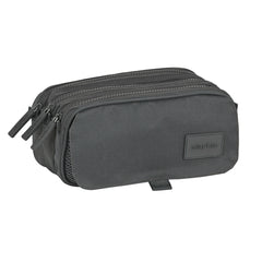 Safta Basic Portatodo - 3 Compartimentos con Cremalleras - Bolsillo Frontal - Cinta Adaptable - 1.72L - 215x80x100mm - Color Gris