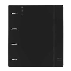 Safta Carpeta con 4 Anillas 35mm - Tapas de PP Foam - Recambio 100 Hojas - Cierre Elastico - Ranura para Boligrafo - Separadores Internos - 270x40x320mm - Color Negro