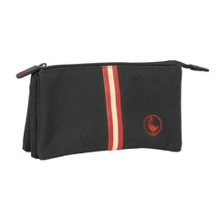 Safta el Ganso Basics Black Portatodo - 3 Compartimentos con Cremalleras - 0.6L - Bolsillo Interior - 220x30x120mm - Color Negro