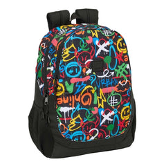 Safta Graffiti Colors Mochila Adaptable a Carro - Portabotellas - Dos Compartimentos Grandes - Tirador Doble - Hombreras Ergonomicas y Acolchadas - Asa de Mano - 23L - 320x160x440mm - Multicolor