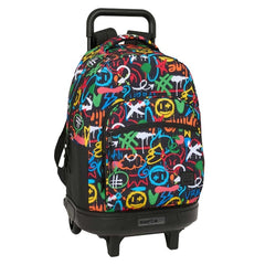 Safta Mochila con Carro - Extraible - Bolsillo Frontal - Portabotellas - Tirador Doble - Hombreras Acolchadas - Asa Acolchada - Tarjeta ID - Base Reforzada - 330x220x450mm - Multicolor