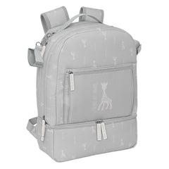 Safta Sophie la Girafe Mum Mochila para Carrito Bebe de 19.4L - Bolsillos Internos - Cremallera Doble Facil - Bolsillo Termo - Bolsillo Lateral - 300x150x430mm - Color Gris Claro