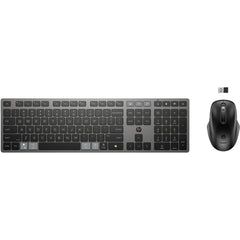 HP 725 Combo Teclado y Raton Inalambricos Multidispositivo Recargables - Bluetooth + 2.4GHz - 22 Teclas Programables - Tecla Copilot - Raton Optico Multiâ€‘Superficie 4000 DPI con 5 Botones Programables - Color Negro