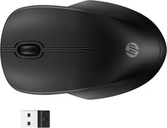 HP 255 Raton Inalambrico Dual Bluetooth/2.4GHz - Ambidiestro - Sensor Optico 1600 DPI Multiâ€‘Superficie - Autonomia hasta 12 Meses - Laterales Antideslizantes y Clic Silencioso - USBâ€‘A Dongle Incluido - Color Negro