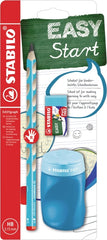 Stabilo Easygraph Pack con Lapiz de Grafito + Sacapuntas con Deposito + Goma de Borrar - Mina HB de 3.15mm - DiseÃ±o Ergonomico - Uso Diestro - Color Azul