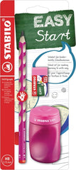 Stabilo Easygraph Pack con Lapiz de Grafito + Sacapuntas con Deposito + Goma de Borrar - Mina HB de 3.15mm - DiseÃ±o Ergonomico - Uso Diestro - Color Rosa