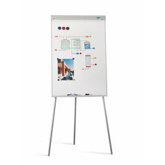 Faibo Pizarra/Caballete Metalico 700x1020mm - Superficie Magnetica - Bandeja para Rotuladores - Incluye Sistema de Estabilidad - Color Blanco
