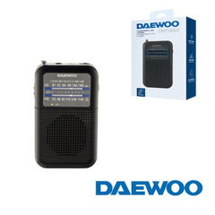 Daewoo DW1008 Radio Portatil AM/FM - Antena Telescopica y Sintonizacion Analogica Precisa - Altavoz Integrado - Salida Auriculares Jack 3.5mm - DiseÃ±o Compacto y Ligero para Uso Diario - Color Negro