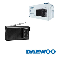 Daewoo DW1119 Radio Portatil AM/FM Analogica - Altavoz Integrado - Auriculares Incluidos - Antena Telescopica - Salida Jack 3.5mm - Funcionamiento a Pilas (2xAA) - DiseÃ±o Compacto y Ligero - Color Negro y Azul