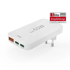 Hama Cargador de Pared - Potencia 65W - 2x USB-C - USB-A - Power Delivery - Qualcomm - Color Blanco